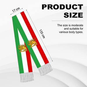 Écharpe drapeau soleil lion persan 135x17cm, écharpe de supporter nationale royale iranienne avec pompons, en polyester, pour événements et festivals - Product Image 2