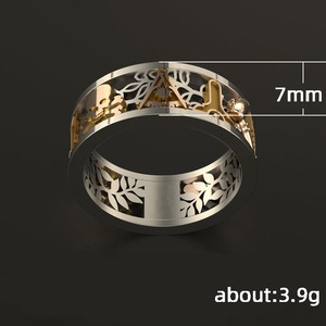 Bague ajourée bicolore pour homme, bijou de doigt tendance, à porter au quotidien - Product Image 5