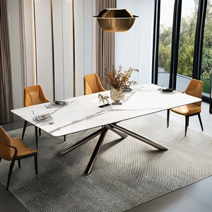 Mesa de comedor mate má<span class=keywords><strong>s</strong></span> barata, lugar de ahorro, Base de forma Vertical, mesa de comedor de 1,6 M para cena, diseño clásico, muebles nórdicos populares - Product Image 3