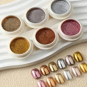 Ensemble de 6 poudres à ongles <span class=keywords><strong>effet</strong></span> <span class=keywords><strong>miroir</strong></span> magique, chrome métallique, or, argent, or <span class=keywords><strong>rose</strong></span>, champagne, poudre holographique à frotter pour la décoration des ongles en DIY - Product Image 1