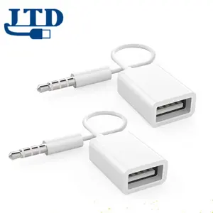 AUX至USB适配器3.5毫米公Aux音频插孔插头至USB 2.0母转换器电源线转换器电缆仅适用于汽车Aux端口