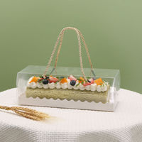 Boîte d'emballage pour gâteau roulé suisse en plastique transparent avec poignée
