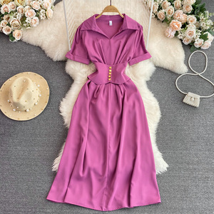 Nouvelle <span class=keywords><strong>Robe</strong></span> Chic d'<span class=keywords><strong>Été</strong></span> à <span class=keywords><strong>Manches</strong></span> <span class=keywords><strong>Courtes</strong></span> Col V pour <span class=keywords><strong>Femme</strong></span>, Vente Chaude en Gros, Style Décontracté - Product Image 3