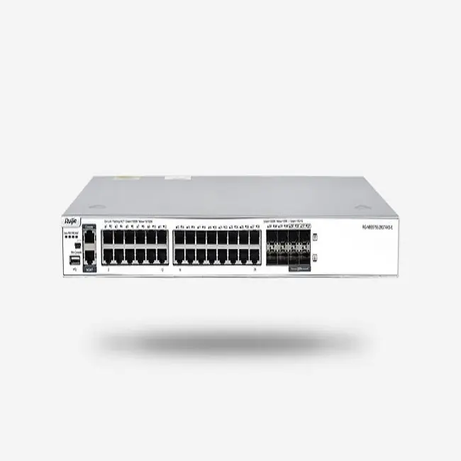 RG-NBS5750-28GT4XS-E, yüksek performans, güçlü güvenlik ve entegre multiservislere sahip yeni nesil bir Ethernet anahtarıdır.