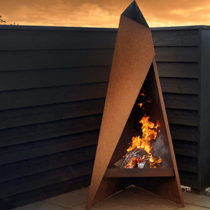 Brasero extérieur minimaliste en Corten, pour terrasse de villa et chauffage de cour, conception de combustion efficace sans fumée à flux d'air contrôlé - Product Image 6