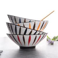 Ensemble de 4 bols à riz en porcelaine peints à la main sous glaçure, style Japandi, écologiques, avec bols à salade et à ramen, pour usage en restaurant