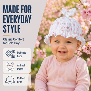 <span class=keywords><strong>Bonnet</strong></span> à Volants Tendance pour Bébé Fille, Motif Animalier à Pois, Dentelle, Faible MOQ, Prix Usine, Vente en Gros - Product Image 4