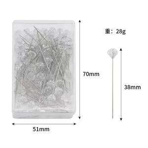 Lot de 100 épingles en métal transparent en cristal de diamant, en acier inoxydable de luxe, faites à la main, vente en gros, fleuriste <span class=keywords><strong>Hui</strong></span> <span class=keywords><strong>Huang</strong></span> - Product Image 2
