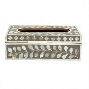 Boîte à mouchoirs exquise faite à la main et incrustée de nacre avec un motif floral personnalisé, idéale pour la décoration intérieure, les hôtels et les cadeaux de luxe - Product Image 1
