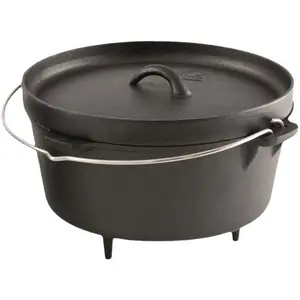 Cuisinière combinée en fonte sans jambes four hollandais camping marmite ensemble grand chaudron pour le camping en plein air randonnée