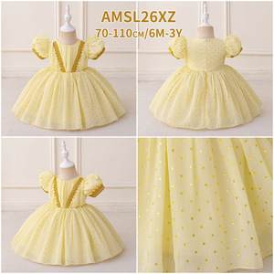 Nuevo vestido de Bata para niñas de Oriente Medio, vestido de princesa con cinta de lentejuelas, falda de manga de burbuja de un año, faldas musulmanas para niños - Product Image 5