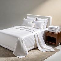 Ensemble de literie de luxe pour hôtel en coton égyptien 100% - Drap plat, housse de couette, taie d'oreiller - Draps blancs écologiques 400TC personnalisés