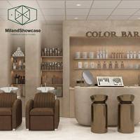 Station de coiffure moderne pour salon de coiffure |   Ensemble table de barbier personnalisée et miroir LED |   Solution tout-en-un pour le mobilier et la décoration de salons de coiffure