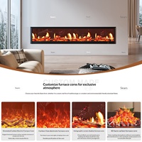 Cheminée électrique personnalisée avec effet de flamme simulée, intégrée au mur, pour salon, ambiance lumineuse