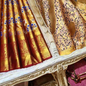 Sari de Seda Kanjivaram Pattu Reversible de Diseño Casual para Mujer - Todas las Temporadas, Corte Regular, en Existencia, Venta al por Mayor - Product Image 3