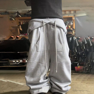 Pantalons en coton surdimensionnés et lourds pour hommes, pantalons de grande taille, décontractés, pantalons baggy épais de grande taille - Product Image 3