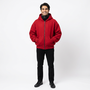 Sweat à capuche zippé pour homme en polaire 100% coton, respirant et à séchage rapide, avec logo personnalisé et couleur sur mesure - Product Image 1
