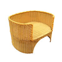 Panier pour animaux de compagnie en rotin PP brun, écologique, durable, tissé, ventilé, résistant aux griffures, facile à nettoyer, pour chatons et chats d'intérieur