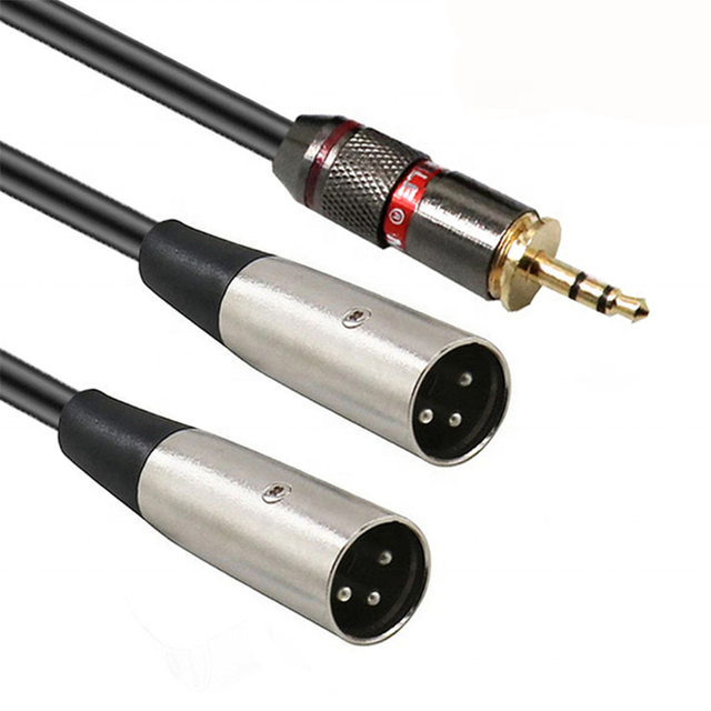 2 XLR Female 3pin to 3.5mm Plug Male Cable Audio Adapter Metal Connector Adaptor Cable for Microphone DVD Speaker