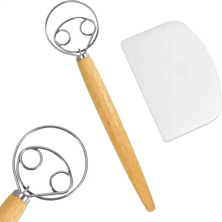Stainless Steel Dough Whisk/Dutch Style Bread Dough Hand Mixer Wooden  Handle/Kitchen Baking Tools Bread Making Tools and Supplies/