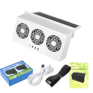 Phổ Biến Trung Quốc Phong Cách Màu Đen/Trắng USB + Năng Lượng Mặt Trời Năng Lượng Tự Động Fan Hâm Mộ Xe Cửa Sổ Làm Mát Quạt Xả Ánh Sáng Hoạt Động Ba Người Hâm Mộ Tự Động - Product Image 6