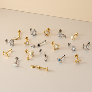 Pendiente <span class=keywords><strong>de</strong></span> Titanio Grado Implante ASTM-F136 Gaby, Tipo Push Stud sin Rosca, para Piercing <span class=keywords><strong>de</strong></span> Cartílago, 20/18/16G, para Mujer - Product Image 5