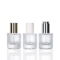 Flacon compte-gouttes à pompe fantaisie de luxe de 30ml bouteille en verre d'huile essentielle d'essence à fond épais 1oz bouteille vide en verre cosmétique givré
