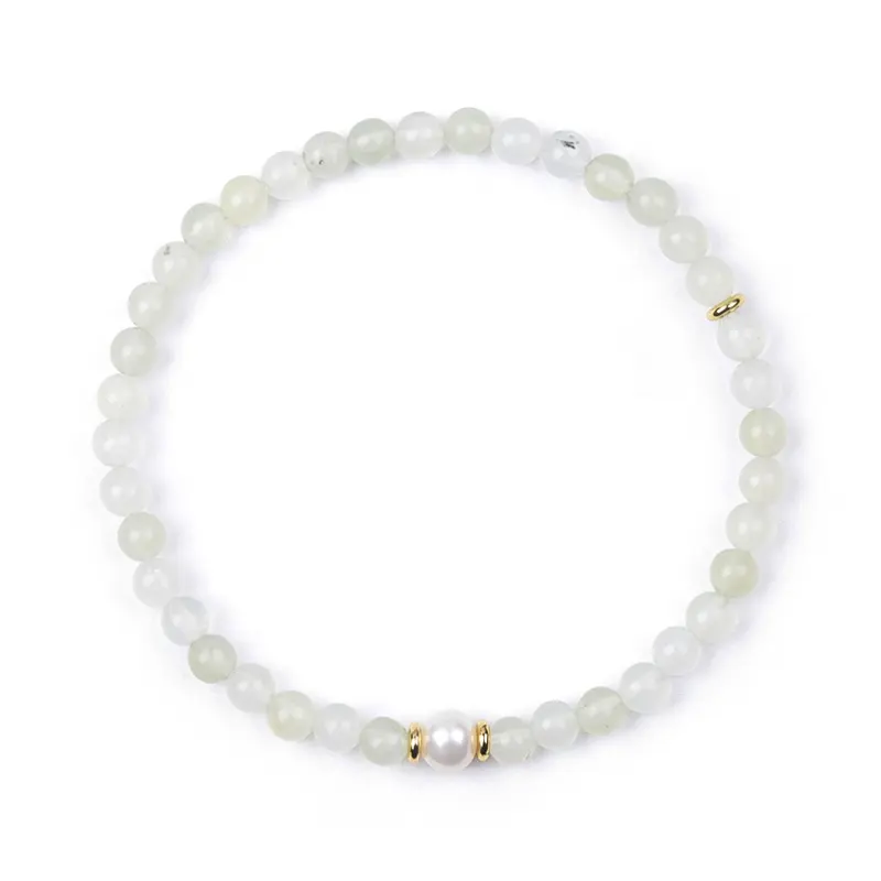 Daily Fashion Jewelry Designs Gold Flat Brass Natural Stone Round White Freshwater Pearl Potato Beads Adjustable Bracelet