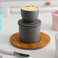 Pot à beurre français en céramique moderne en forme d'œuf, boîte à fromage fraîcheur avec couvercle pour la cuisine ou le camping
