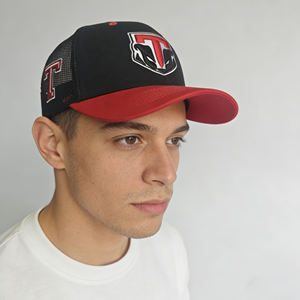 Gorra Trucker Personalizada al por Mayor, <span class=keywords><strong>de</strong></span> Alta Calidad, Estilo Vintage, Negra y Roja, Unisex, con Logotipo Bordado Personalizado - Product Image 4