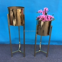 Pots et jardinières en acier inoxydable durables pour l'extérieur, support mural pour plantes en or, éclairage LED moderne pour la maison et les hôtels