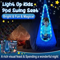 Chaise suspendue pour enfants, intérieur/extérieur, hamac en coton, coussin gonflable avec lumière LED