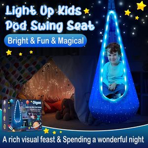 Columpio Infantil para Interiores/Exteriores, Silla Colgante de Algodón, Hamaca con Cojín Inflable y Luz LED - Product Image 2