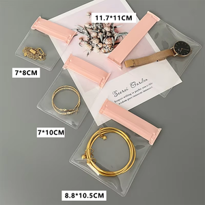 Pochettes à bijoux transparentes givrées avec fermeture éclair, sacs de rangement rectangulaires anti-poussière pour la présentation et la vente au détail de bijoux - Product Image 3
