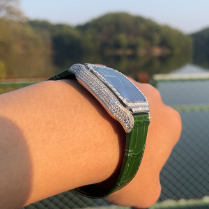 นาฬิกา<span class=keywords><strong>เพชร</strong></span>โมอิสซาไนต์ <span class=keywords><strong>VVS</strong></span> สุดหรูสำหรับผู้ชาย ขนาด 40 มม. หน้าปัดสีเขียว สายหนังแท้ ระบบอัตโนมัติ ดีไซน์ฮิปฮอป - Product Image 4