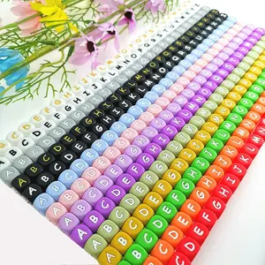 2022 Hot Sale 14 Colors In Stock Food Grade 12mm Silicone Letter Beads Baby Chewing Silicone Beads Wholesale BPA Free