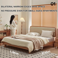 600767 Quanu Vente chaude Cadre de lit en bois avec tête de lit réglable, taille Queen et King, ensemble de meubles de chambre à coucher en bois massif