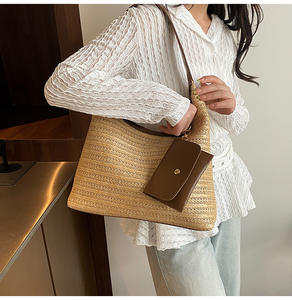 Été Nouvelle Arrivée Beach Tote Bag Sac Main Pour Femme De Bonne Qualité Fashion Straw Weave Shoulder Handbag With Small Wallet - Product Image 2