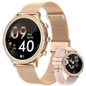 I70 Hoge Kwaliteit Mode Bt Call Rond Scherm Roestvrij Smart Horloge Dames Smartwatch Mujer Reloj Inteligente Nieuwe 2024