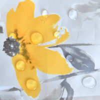 Rideau de salle de bain gris étanche, 72x72 pouces, imprimé de fleurs jaunes rétro, livraison gratuite