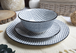 HappyGo Set di Stoviglie in Porcellana con Motivo Blu, <span class=keywords><strong>18</strong></span> <span class=keywords><strong>Pezzi</strong></span>, <span class=keywords><strong>Piatti</strong></span> in Ceramica dal Design Moderno - Product Image 4