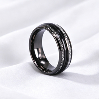 Bague de mariage en tungstène couleur canon de fusil avec incrustation de météorite et de corde de guitare pour fiançailles, anniversaire, cadeau, fête, bijoux de mode - Vente en gros