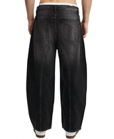 Ballon Jeans Baggy Hommes Moustaches Lavage Noir 100% Coton 400gsm Denim Pantalon Cinq Poches Style Fléchettes Détail Mode Casual Street