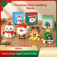 Ensemble de micro-briques de construction de Noël, modèle de Père Noël mignon, puzzle de Noël, ornement de bureau, décoration de la maison, cadeau pour enfants