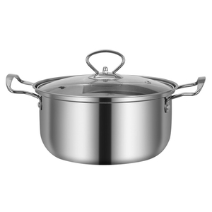 Conjunto de Panelas de Aço Inoxidável com Tampa de Vidro 5 Peças Atacado de Fábrica Utensílios de Cozinha Multi Panelas com Duplas Alças - Product Image 2