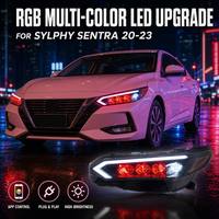 Phare de projecteur à LED double bi-RGB avec lentille PC transparente à haute transmission, ensemble de feux de route et de croisement entièrement à LED, compatible avec les voitures familiales Nissan