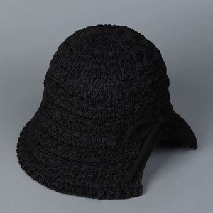 Chapeau Bob Tricoté d'Été pour Femme, Style Pêcheur, à Nœud et Fente Arrière, Couleur Unie, Jacquard, Rayé, Protection Solaire - Product Image 6