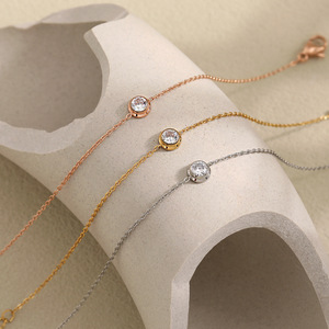 Bracciale a catena personalizzato in acciaio inossidabile leggero stile coreano, con zirconi cubici dorati, regalo per la <span class=keywords><strong>zia</strong></span> per il Capodanno - Product Image 2