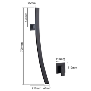 حوض حمام مخفي بارد وساخن ، صنبور حوض مثبت على الحائط بصنبور شلال ، مقبض واحد أسود غير لامع - Product Image 4