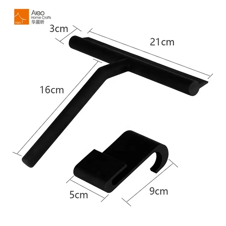 Hot Sell Black Silicone Shower Squeegee Clean Wipers水BladeとSiliconeフック/磁気3Mホルダー/Metalホルダー